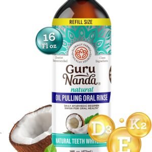 GuruNanda Coconut Oil Pulling, Fresh Breath & Whitening Mouthwash, 7 Essential Oils & Vitamins for Happy Teeth & Gums, Alcohol-Free, 16 oz  Health & Household